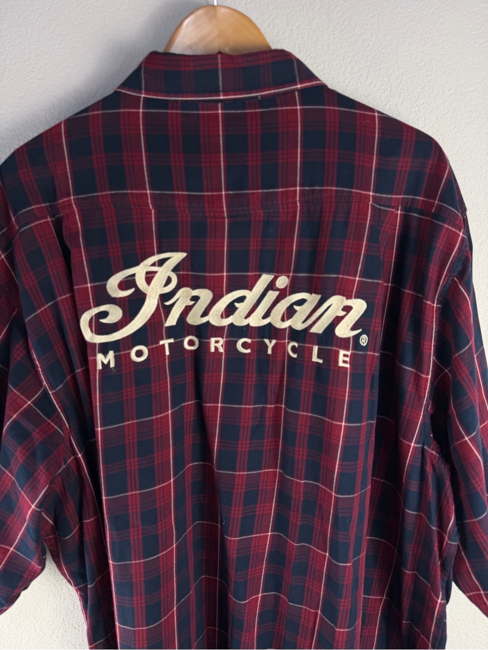 Indian Motorcycle Short Sleeve Plaid Shirt Sz 3X